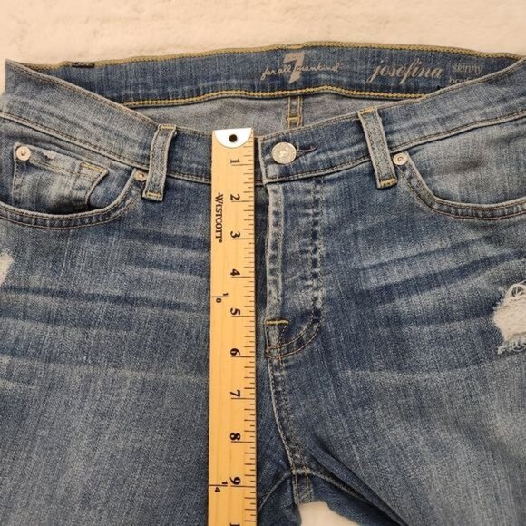 7 for all mankind josefina skinny boyfriend blue jeans size 27 - Picture 7 of 16